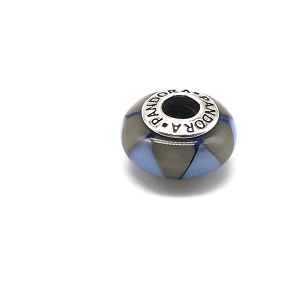 Pandora Blue Gray Captivating Triangle Murano Glass Bead Charm - Picture 4 of 4
